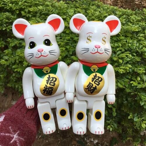 New Arrival 400% Bearbrick Cospaly $ Eye Fortune Lucky Cat Vinyl Doll Art Figure with retail box
