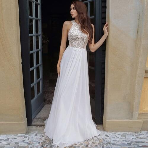 Charming Chiffon Wedding Dresses 2021 Robe Exquisite Halter Sleeveless Backless Long Bridal Gowns Plus Size Vestidos De Novia