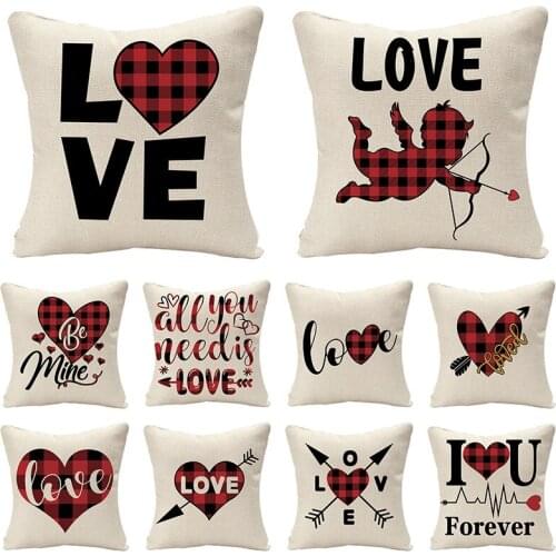 Valentines Day Gifts Heart Love Lattice Print Decorative Pillowcase Polyester Cushion Cover Throw Pillow Sofa Decoration 45*45
