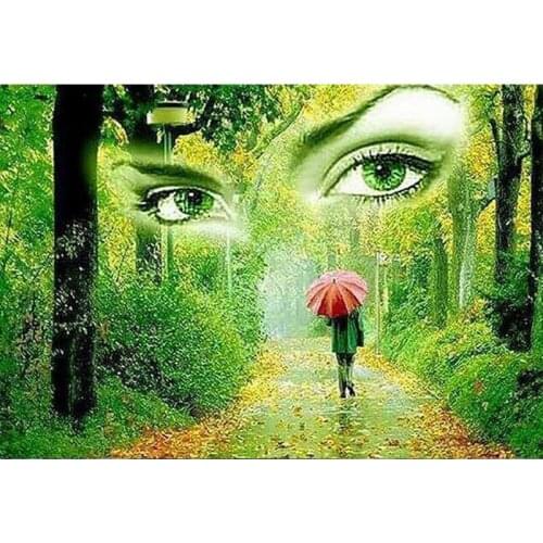 Full Square/Round Drill 5D DIY Diamond Painting Natural landscape forest eye 3D Embroidery pattern Mosaic Home Decor Gifts TY207