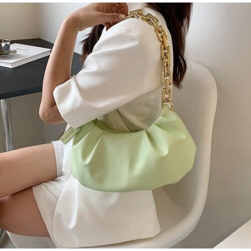 Casual Underarm Fashion Tote Bag for Women PU Leather Crossbody Bags Solid Color Purses and Handbag 2021 Summer Japan and Korea