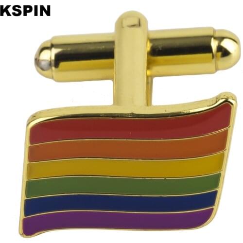 Rainbow Colorful Cufflinks High Quality For Mens Shirt Gift Metal Cuff Button Jewelry XY0056-C