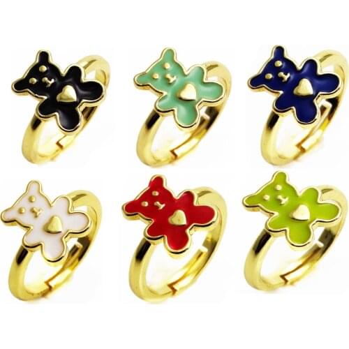 Opening adjustable ring Love bears rings Copper Zircon Drip paint color Rings Care Bears ring for women Party Jewelry