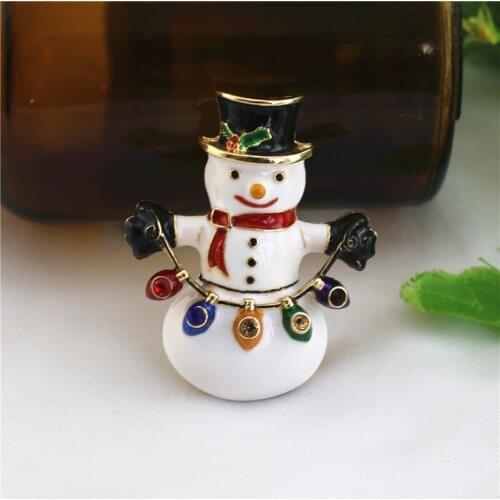 Customized Christmas brooch 2020 new white snowman Santa Claus brooch pin clothes accessories