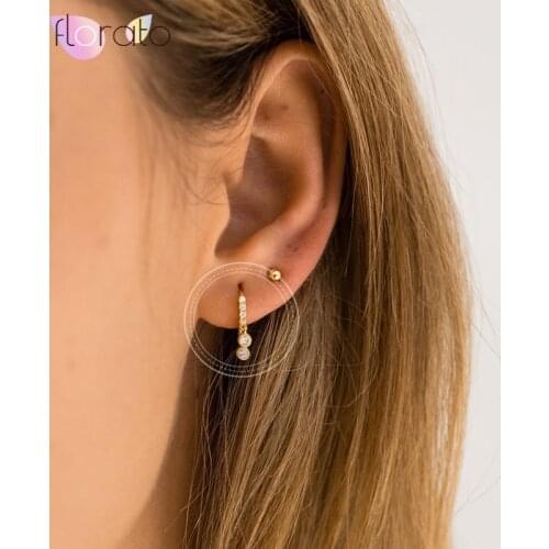 925 Silver Small cz hoop earrings, Dangle Tiny hoops earrings, Dainty Huggie hoops, Thin hoops, Minimalist earrings for women A3