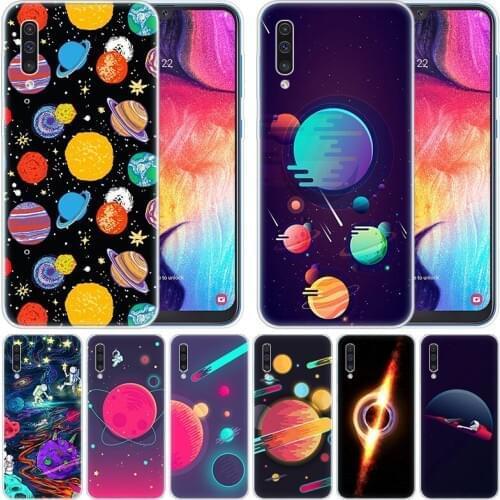 Silicone Case Space Aircraft astronaut Pattern for Samsung Galaxy A50 A70 A80 A40 A30 A20 A10 A20E A2 CORE A9 A8 A7 A6 Plus 2018