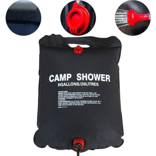 Solar Heated Shower Camping Water Bathing Bag Outdoor Travel Hiking Portable 20L Wild Water Bag