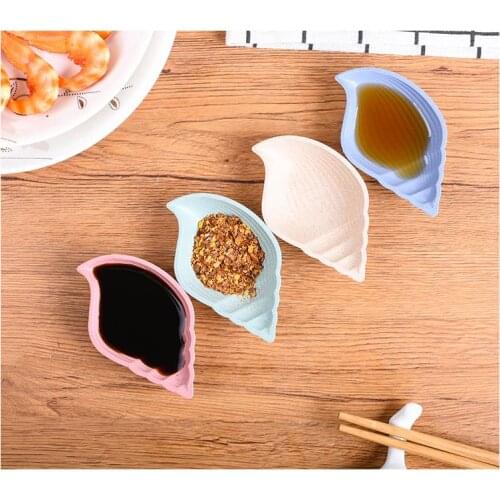 Wheat Straw Seasoning Dish Conch Shell Sauces Plate Snacks Dish Storage Trays Plate Saucer Food Container 100pcs SN5761