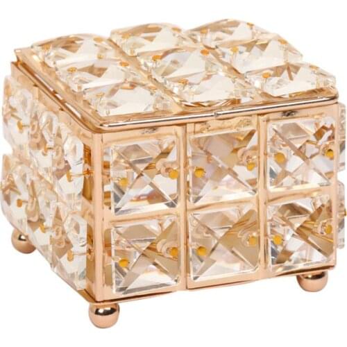 European Crystal Earring Ring Storage Box with Lid Lipstick Jewelry Display Case