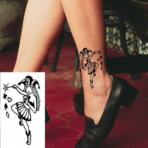 Waterproof Temporary Tattoo Sticker Clown Girl Playing Cards Heart Pattern Body Art Fake Tatto Flash Tatoofor Kids Men Women