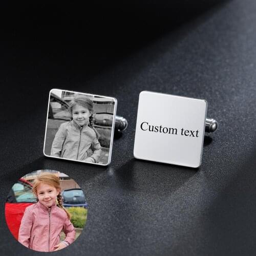 Personalised Custom Photo Cufflinks Engrave Stainless steel Charm Cufflink Custom Name Cufflink Donotfade Birthday Gift MenWomen