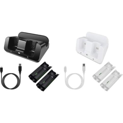 Charging Station Dock Stand Charger for Wii Remote Controller for Wii U Gamepad with Batteries and USB Charging Cord