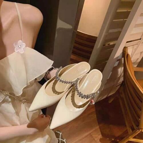 Spiked Flat-soled Slippers Female Summer 2021 New Style Slippers Female Retro-style Slippers with Rough Heels True Sheepskin