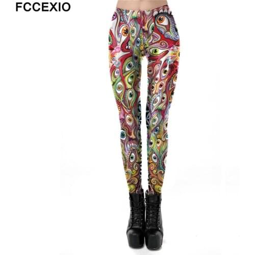 FCCEXIO Peacock Print Womens Pants Push Up Running Sports Leggings Slim Pants Female Casual Trousers Fitness Leggings