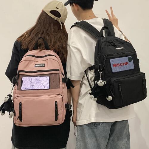 Women Nylon Boy Backpack Mesh Female Student College Men School Bag Girl Kawaii Buckle Backpack Male Fashion Book Bag New Ladies