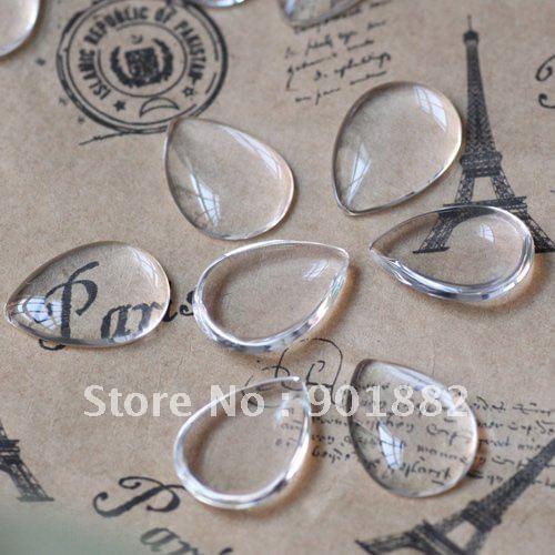 100pcs 18*25mm teardrop clear domed magnifying glass cabochons, photo jewelry pendant inserts,Free shipping