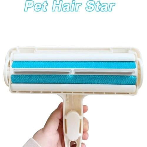 2-Way Pet Hair Remover Roller Removing Dog Cat Hair from Furniture self-cleaning Lint Pet Hair Remover One Hand Operate 0