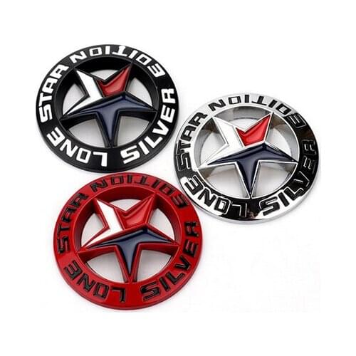 3D Black Metal Silver Edition Star Lone Star Texas Edition Auto Trunk Emblem Badge Decal Sticker Car Accessories Decor