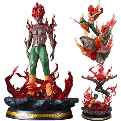 4 Styles Naruto Might Guy Statue PVC Action Figure Eight-door Armor Led Eyes Naruto Shippuden Anime Collectible Model Toy