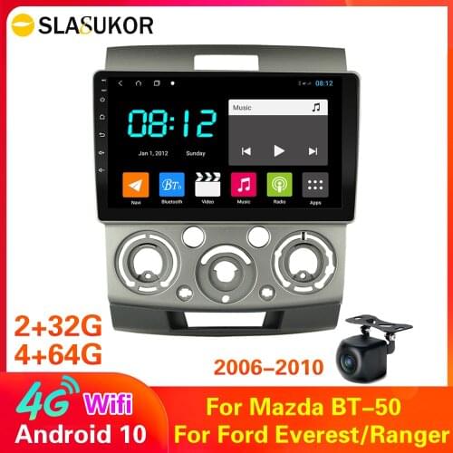 4G LTE 64 Rom Android 10 For Ford Everest/Ranger for mazda bt 50 2006-2010 Multimedia Car DVD Player Navigation GPS Radio BT Din