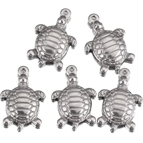 5pcs/lot Stainless Steel Antique Cute Sea Turtle Charms Dangles Pendants Jewelry Findings for Charm Bracele DIY Choker Necklacet