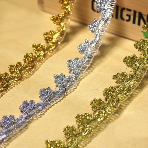 50Meters/lot 2cm Width Vintage Gold Lace Trim Lace Fabric For Garment Sewing Accessories Applique Crafts