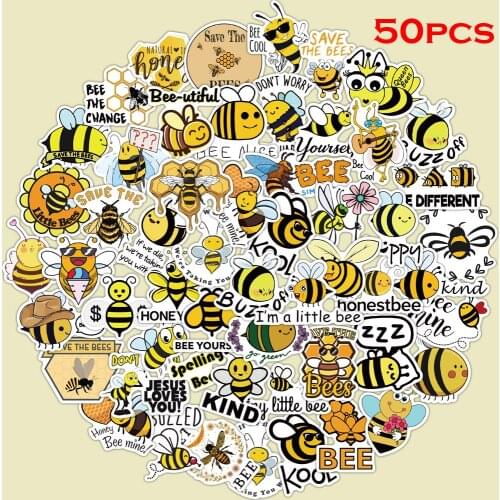 50PCS Cartoon Little Bee Series Sticker DIY Luggage Laptop Phone Case Graffiti Waterproof Toy stickers