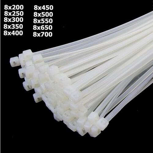 8x Series White Self-locking Cable Tie Plastic Wire Ties Nylon PA66 Cable Tie Width 7.6mm 100pcs While Or Black