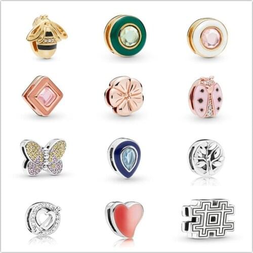 925 Sterling Silver Bead Charm Gold Shine Reflexions Queen Bee Clip Fit Pan Bracelet & Bangle Diy Jewelry