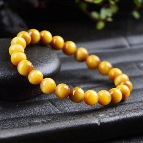 Natural Gold Tiger Eye Bead Buddha Stretch Bracelet 6-18MM Wholesale