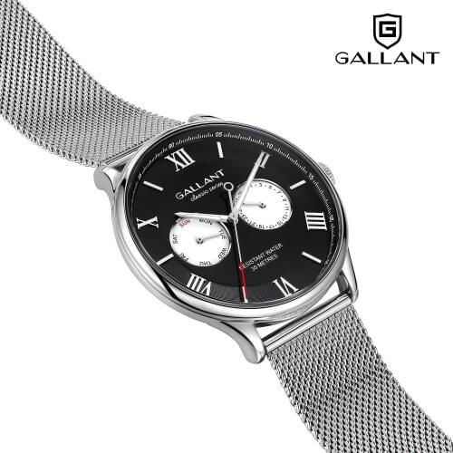 Mens Watch Waterproof Watch Multi-Eye Day Date Wrist Watch Stainless Steel Mesh Band, Roman Numerals Dial Luminous