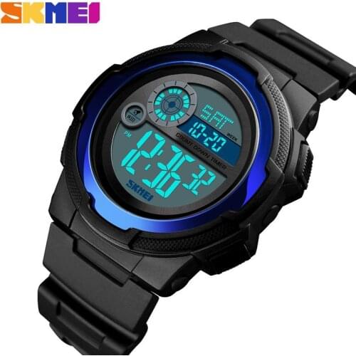 SKMEI Men Sports Watch Stopwatch 5bar Waterproof PU Band Male Wrist Watches Alarm Clock Digital Watches Erkek Kol Saati 1437