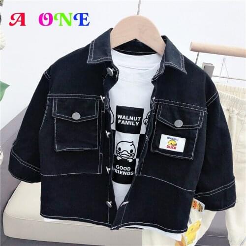 Spring Autumn Kids Jackets for Boys Children Blouse Baby Denim Shirt Casual Striped Denim Clothes Boys Clothing 3T To 12Yrs