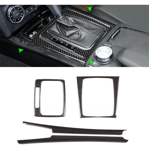 For Mercedes Benz C GLK Class W204 X204 Car Carbon Fiber Texture Interior Central Console Gear Shift Panel Frame Cover Trim