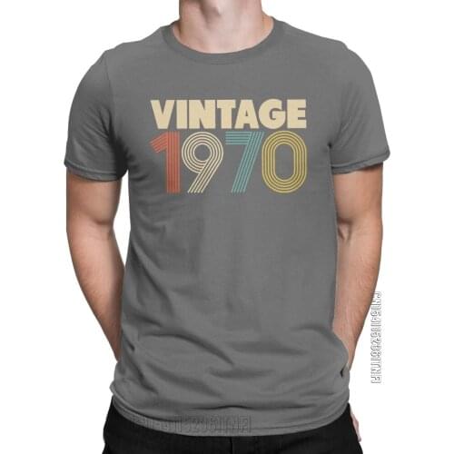 Mens T-Shirts Vintage 1970 51th Anniversary Novelty 100% Cotton Tee Shirt Classic T Shirt Crew Neck Clothes 2XL 3XL