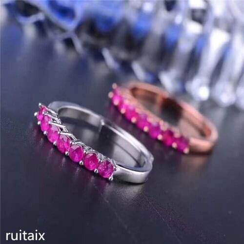 KJJEAXCMY fine jewelry 925 Pure silver inlaid with natural ruby ladys sunflower ring jewelry simple and small jewelry