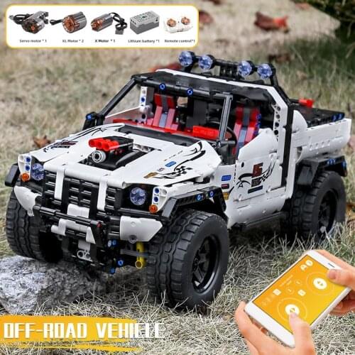 MOULD KING Electric The APP Motorized Silver Flagship Off-road Car Building Blocks Bricks Kids Educational Toys Christmas Gifts