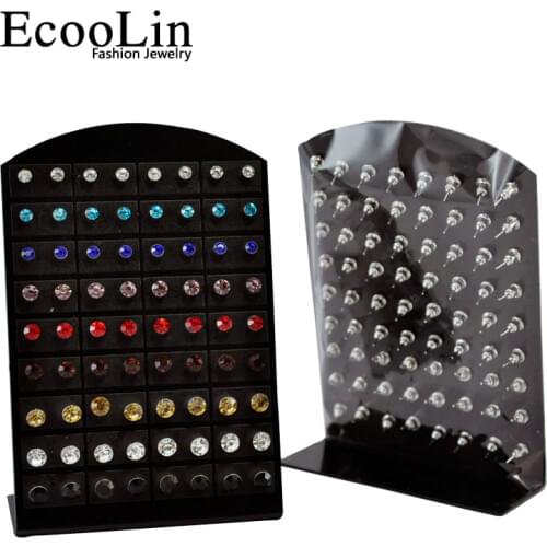 One Card 72Pcs (36Pairs) Multiple Colour Crystal Zirconia Stainless Steel Stud Earrings Sets For Womens Jewelry Lots LR286