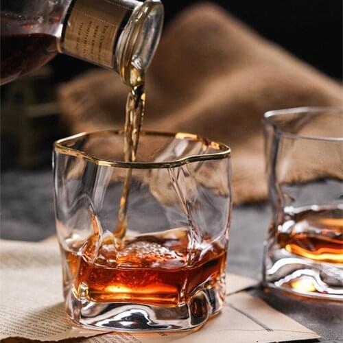 Irregular Wine Glasses Lead-free Heat Resistant Transparent Crystal Beer Whiskey Brandy Vodka Cup Multi Pattern Drinkware Bar