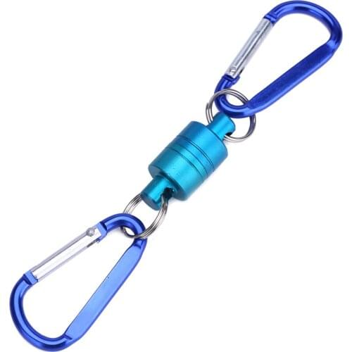 Fly Fishing Solid Magnetic Net Release Holder And Durable Aluminium Alloy Buckle With Two Carabiners For Backpack Or Trouser