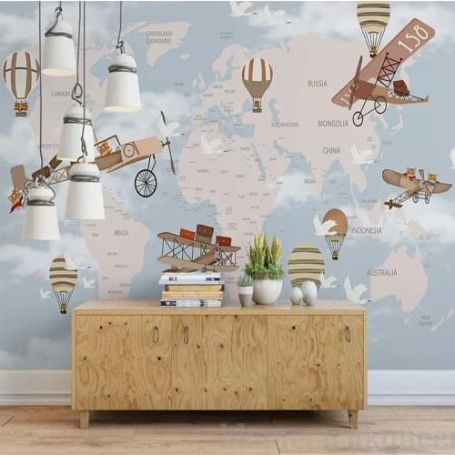 Drop Shipping Custom Murals Non-woven Wallpaper Childrens Room Mural Retro Hand-painted Spaceship Cartoon Theme 3D Wallpaper