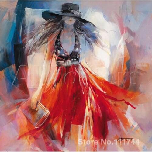 Modern art woman painting on canvas Summerdress hand painted Willem Haenraets artwork High quality