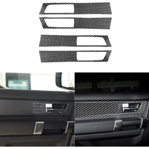 Carbon Fiber Interior Door Handle Frame Panel Trim Cover Modified Sticker Fit For Land Rover Discovery 4 2010-2016