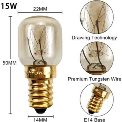Y98B 2pcs 220V E14 300 Degree High Temperature Resistant Microwave Oven Bulb Cooker Lamp Lighting Bulb