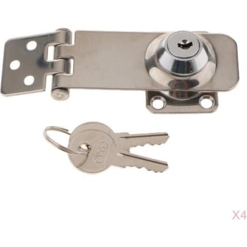 4 Pack Stainless Steel Safety Keyed Hasp Latches Lock for Boat Doors - 3.1 x 1.2 inch