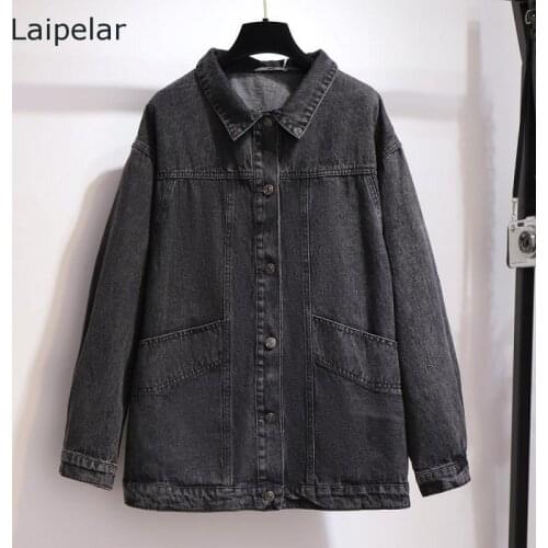 Oversized Womens Womens Denim Jacket 2020 Fall New Fashion Denim Jacket Loose Casual Jacket Top Plus Size 2XL- 6XL