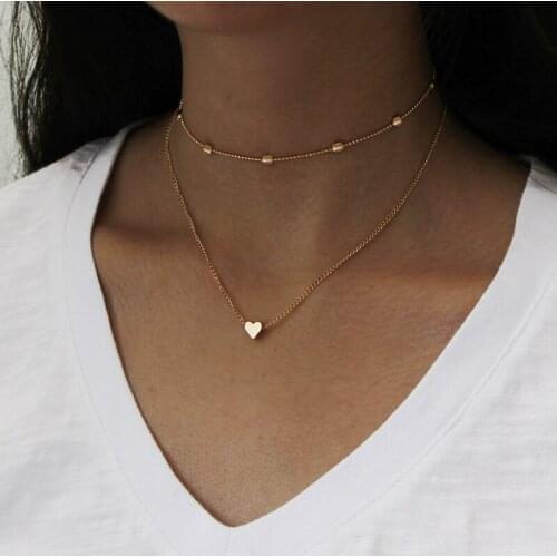 Bohemian Multilayer Small Love Heart Charm Choker Necklace for Women 2020 Simple Gold Silver Color Chain Chokers Collar Jewelry