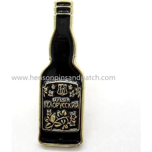 Customized gold iron cut shape metal soft enamel bottle pin badge