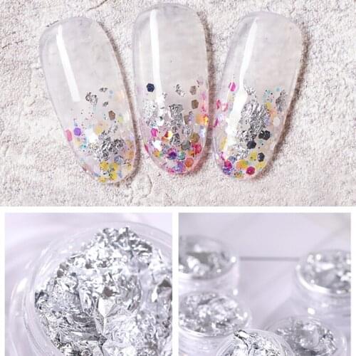 1 Box Gold Silver Irregular Aluminum Foil Paper Nail Art Sticker 3D Glitter DIY Manicure UV Gel Polish Nail Decoration Tools