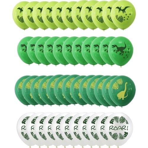 12inch Green Sequin Dinosaur Latex Balloons Pterosaur Brachiosaurus Raptor Roar Leaf Balloons Birthday Party Supply Decorations